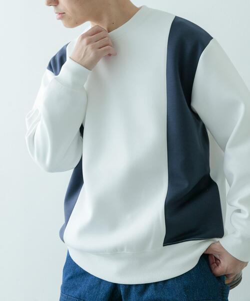 ITEMS URBANRESEARCH（アイテムズ アーバンリサーチ）の「ストレッチダンボール 切替トップス B（スウェット・メンズ・モカ/ネイビー/ブラック・MEDIUM/LARGE）」の15枚目の写真