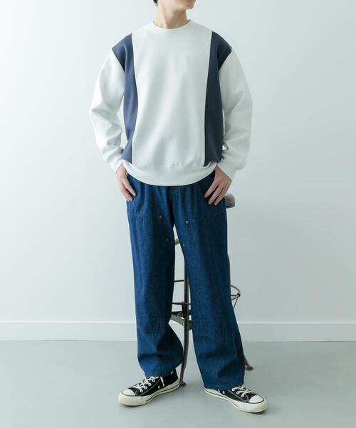 ITEMS URBANRESEARCH（アイテムズ アーバンリサーチ）の「ストレッチダンボール 切替トップス B（スウェット・メンズ・モカ/ネイビー/ブラック・MEDIUM/LARGE）」の21枚目の写真