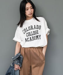半袖カレッジプリントTシャツ