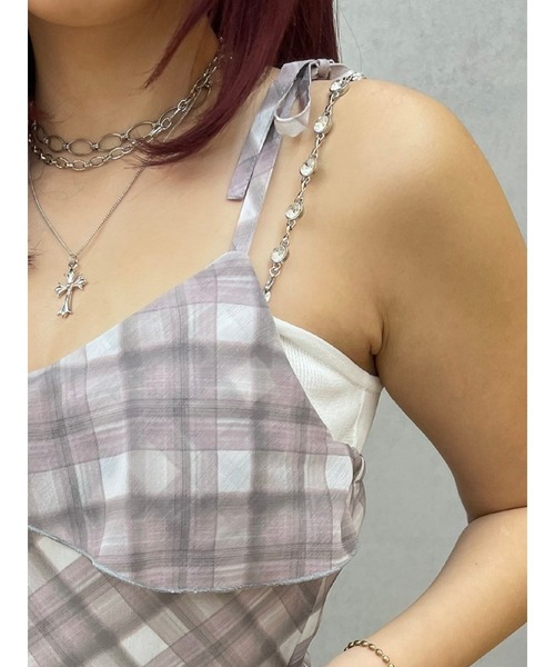 EVRIS（エヴリス）の「チェックシフォントップス（キャミソール・レディース・イエロー/ピンク/ブルー・FREE）」の19枚目の写真