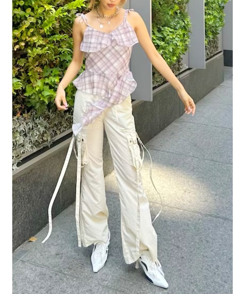 EVRIS（エヴリス）の「チェックシフォントップス（キャミソール・レディース・イエロー/ピンク/ブルー・FREE）」の5枚目の写真