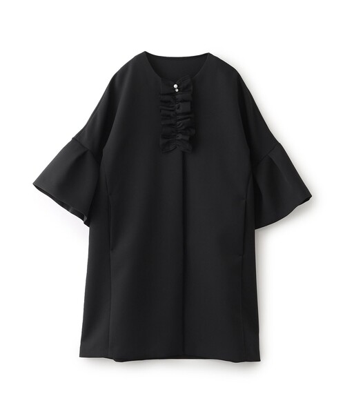 TO BE CHIC ベルスリーブフリルコート ブラック ベルスリーブフリルコート(コート)｜TO BE CHIC(トゥー ビー