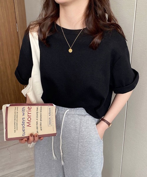 SallyLunn(サリーラン)の「【毎日着たい】ゆるシルエット半袖トップス(Tシャツ/カットソー・レディース・アイボリー/カーキ/ブラック・LARGE/MEDIUM)」の8枚目の写真