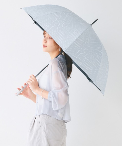 macocca(マコッカ)の「完全遮光 UVカット100% 日傘 晴雨兼用 ジャンプ傘 デザインシリーズ 北欧ドット柄(長傘・レディース・サックスブルー/オフホワイト/ブルー・FREE)」の4枚目の写真