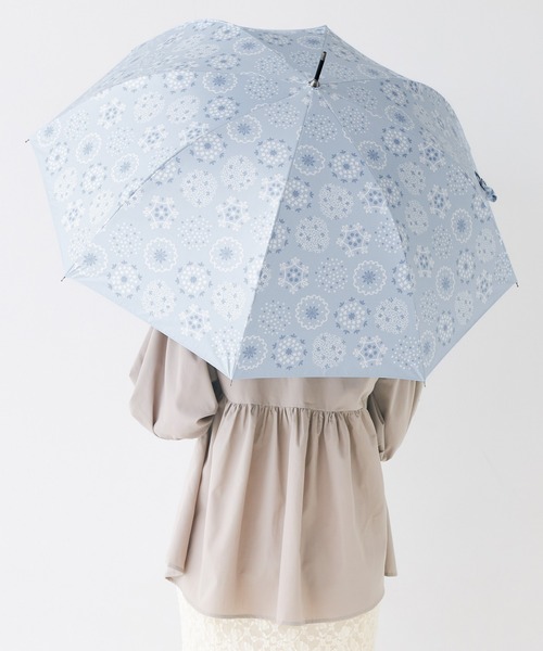 macocca(マコッカ)の「完全遮光 UVカット100% 日傘 晴雨兼用 ジャンプ傘 デザインシリーズ 北欧ドット柄(長傘・レディース・サックスブルー/オフホワイト/ブルー・FREE)」の11枚目の写真