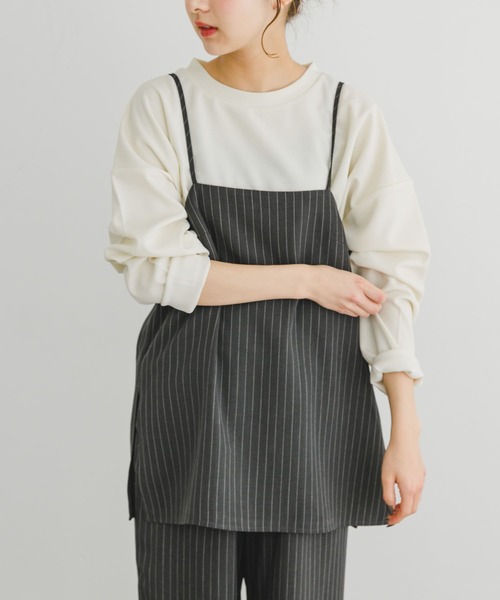 ITEMS URBANRESEARCH（アイテムズ アーバンリサーチ）の「ストライプキャミソール×イージーパンツセット（セットアップ・レディース・ネイビー/チャコールグレー・FREE）」の5枚目の写真