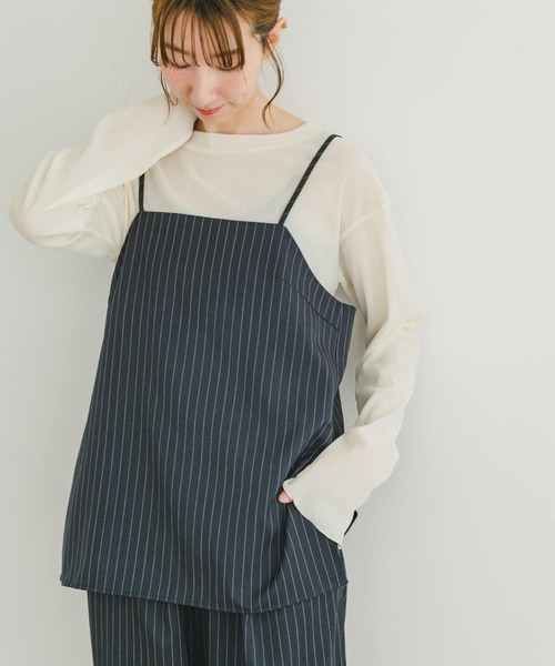 ITEMS URBANRESEARCH（アイテムズ アーバンリサーチ）の「ストライプキャミソール×イージーパンツセット（セットアップ・レディース・ネイビー/チャコールグレー・FREE）」の15枚目の写真