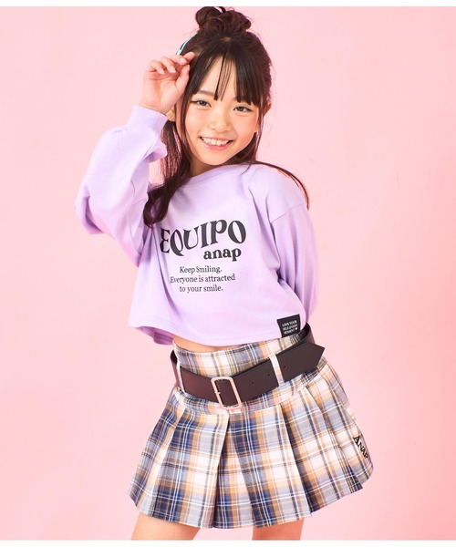 ANAP kids(アナップキッズ)の「袖リブクロップド丈プリントロングTシャツ(Tシャツ/カットソー・キッズ・ラベンダー/サックスブルー/オフホワイト・130cm/120cm/110cm)」の3枚目の写真