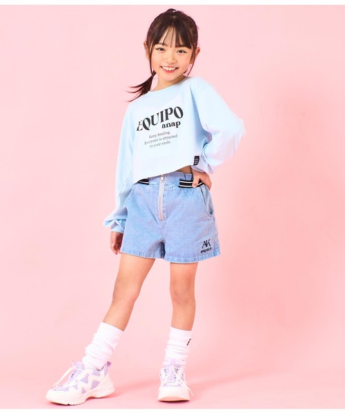 ANAP kids(アナップキッズ)の「袖リブクロップド丈プリントロングTシャツ(Tシャツ/カットソー・キッズ・ラベンダー/サックスブルー/オフホワイト・130cm/120cm/110cm)」の19枚目の写真