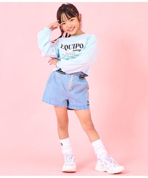 ANAP kids(アナップキッズ)の「袖リブクロップド丈プリントロングTシャツ(Tシャツ/カットソー・キッズ・ラベンダー/サックスブルー/オフホワイト・130cm/120cm/110cm)」の20枚目の写真