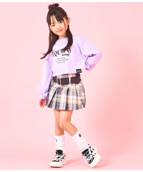 ANAP kids(アナップキッズ)の「袖リブクロップド丈プリントロングTシャツ(Tシャツ/カットソー・キッズ・ラベンダー/サックスブルー/オフホワイト・130cm/120cm/110cm)」の11枚目の写真
