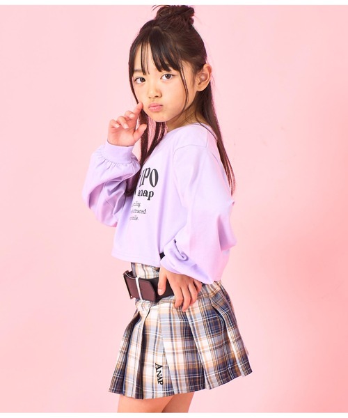 ANAP kids(アナップキッズ)の「袖リブクロップド丈プリントロングTシャツ(Tシャツ/カットソー・キッズ・ラベンダー/サックスブルー/オフホワイト・130cm/120cm/110cm)」の14枚目の写真