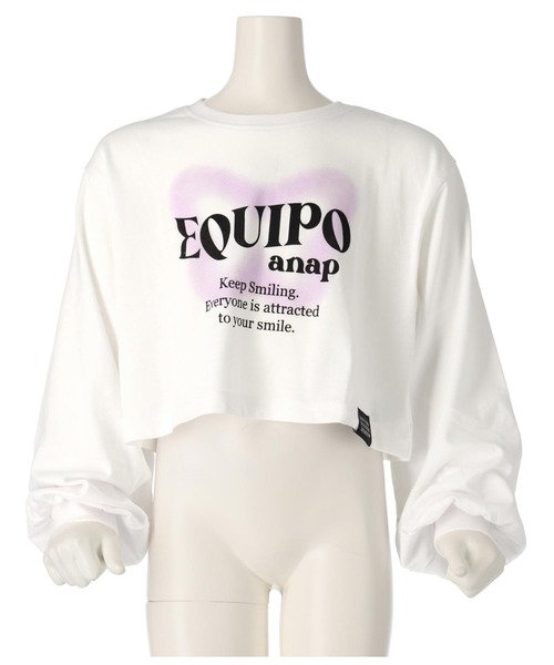ANAP kids(アナップキッズ)の「袖リブクロップド丈プリントロングTシャツ(Tシャツ/カットソー・キッズ・ラベンダー/サックスブルー/オフホワイト・130cm/120cm/110cm)」の7枚目の写真