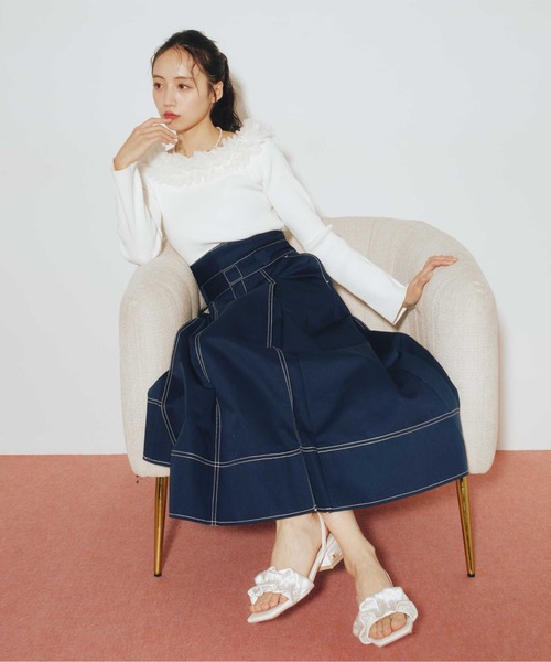 JILL by JILL STUART（ジルバイジルスチュアート）の「◇フリルサンダル（サンダル・レディース・アイボリー/ピンク・MEDIUM/LARGE）」の4枚目の写真