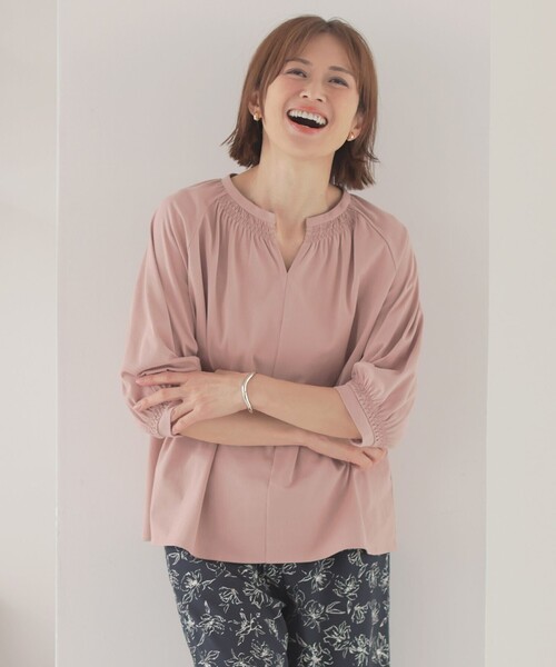 J.PRESS Ladies(J.プレス レディス)の「【洗える】トリコットバイオ シャーリング カットソー(Tシャツ/カットソー・レディース・ピンク系/ダルブルー系/ライトグリーン系/ホワイト系・SMALL)」の4枚目の写真