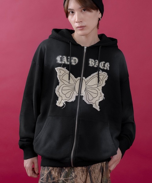 improves（インプローブス）の「バタフライ刺しゅう スウェット ジップパーカー（パーカー・メンズ・ブラック/カーキ/ワイン・LARGE/MEDIUM）」の5枚目の写真