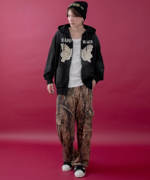 improves（インプローブス）の「バタフライ刺しゅう スウェット ジップパーカー（パーカー・メンズ・ブラック/カーキ/ワイン・LARGE/MEDIUM）」の8枚目の写真