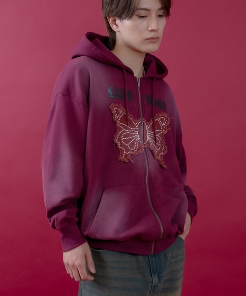 improves（インプローブス）の「バタフライ刺しゅう スウェット ジップパーカー（パーカー・メンズ・ブラック/カーキ/ワイン・LARGE/MEDIUM）」の14枚目の写真