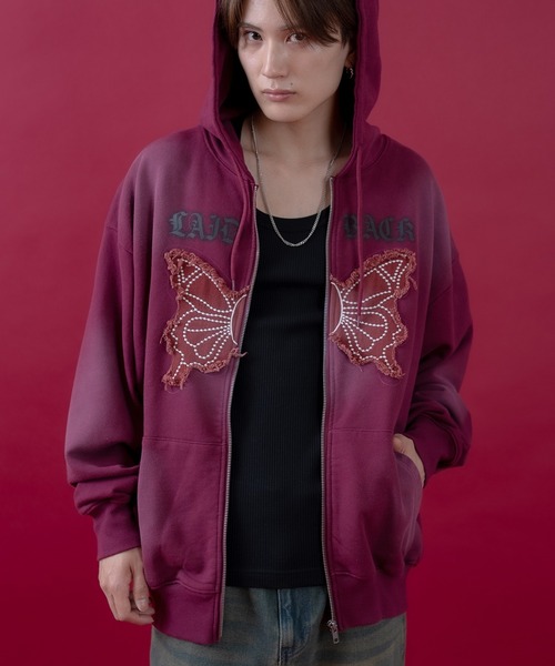 improves（インプローブス）の「バタフライ刺しゅう スウェット ジップパーカー（パーカー・メンズ・ブラック/カーキ/ワイン・LARGE/MEDIUM）」の16枚目の写真
