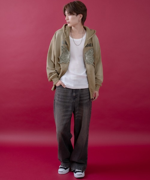 improves（インプローブス）の「バタフライ刺しゅう スウェット ジップパーカー（パーカー・メンズ・ブラック/カーキ/ワイン・LARGE/MEDIUM）」の13枚目の写真