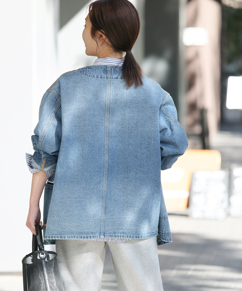 JOURNAL STANDARD relume(ジャーナルスタンダード レリューム)の「《追加2》11.5ozデニムカバーオールジャケット(デニムジャケット・レディース・ブルー・36/38)」の9枚目の写真