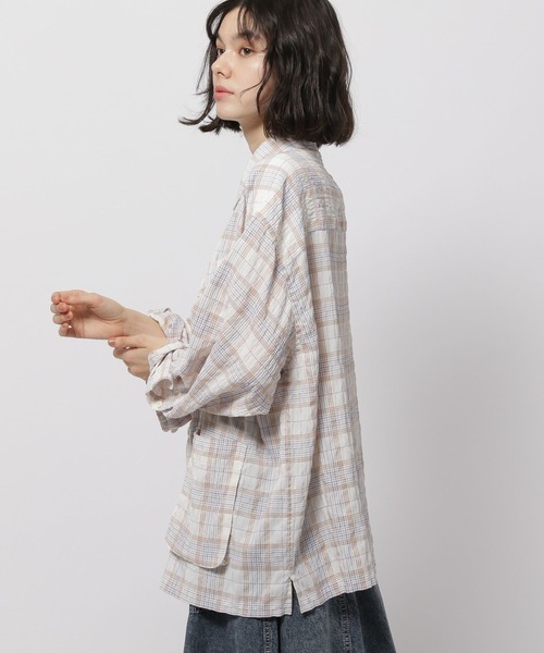 niko and...(ニコアンド)の「ミリタリーシアーチェックシャツ(シャツ/ブラウス・レディース・ピンク/ネイビー/オフホワイト/イエロー・FREE)」の11枚目の写真