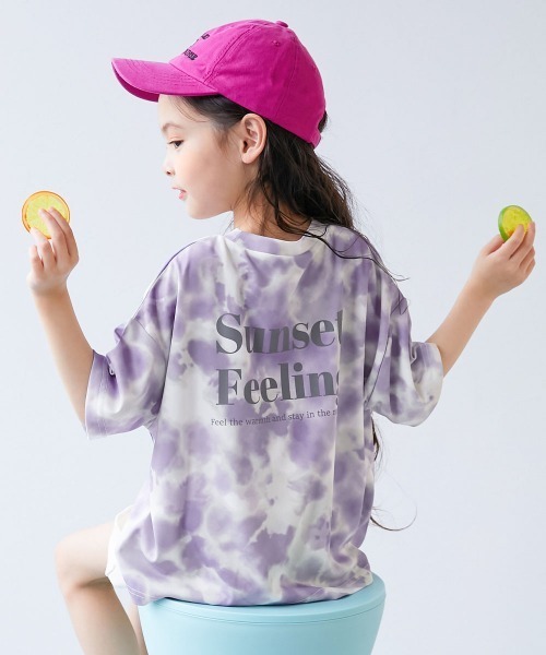 devirock(デビロック)の「【涼感 サラッとメッシュ】タイダイTシャツ(Tシャツ/カットソー・キッズ・グレー/ピンク/パープル/オレンジ/グリーン系/パープル系/ブルーグレー・100cm/110cm/120cm/130cm/140cm/150cm/160cm)」の5枚目の写真