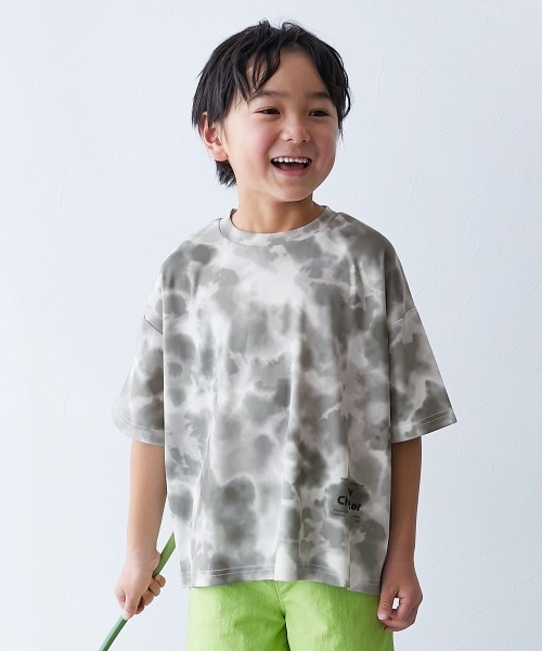 devirock(デビロック)の「【涼感 サラッとメッシュ】タイダイTシャツ(Tシャツ/カットソー・キッズ・グレー/ピンク/パープル/オレンジ/グリーン系/パープル系/ブルーグレー・100cm/110cm/120cm/130cm/140cm/150cm/160cm)」の2枚目の写真