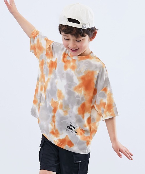 devirock(デビロック)の「【涼感 サラッとメッシュ】タイダイTシャツ(Tシャツ/カットソー・キッズ・グレー/ピンク/パープル/オレンジ/グリーン系/パープル系/ブルーグレー・100cm/110cm/120cm/130cm/140cm/150cm/160cm)」の7枚目の写真