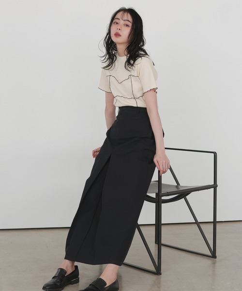 LIAN(リアン)の「メロービスチェラインTシャツ(Tシャツ/カットソー・レディース・アイボリー/ブラック/グリーン/モカ・FREE)」の8枚目の写真