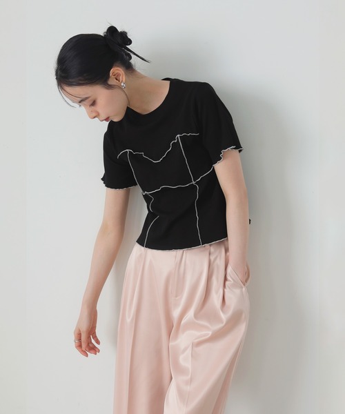 LIAN(リアン)の「メロービスチェラインTシャツ(Tシャツ/カットソー・レディース・アイボリー/ブラック/グリーン/モカ・FREE)」の18枚目の写真