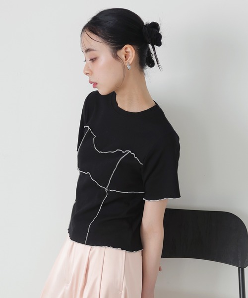 LIAN(リアン)の「メロービスチェラインTシャツ(Tシャツ/カットソー・レディース・アイボリー/ブラック/グリーン/モカ・FREE)」の21枚目の写真