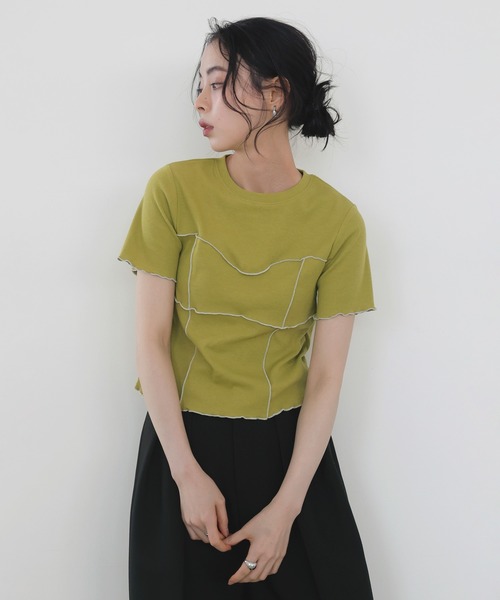 LIAN(リアン)の「メロービスチェラインTシャツ(Tシャツ/カットソー・レディース・アイボリー/ブラック/グリーン/モカ・FREE)」の22枚目の写真