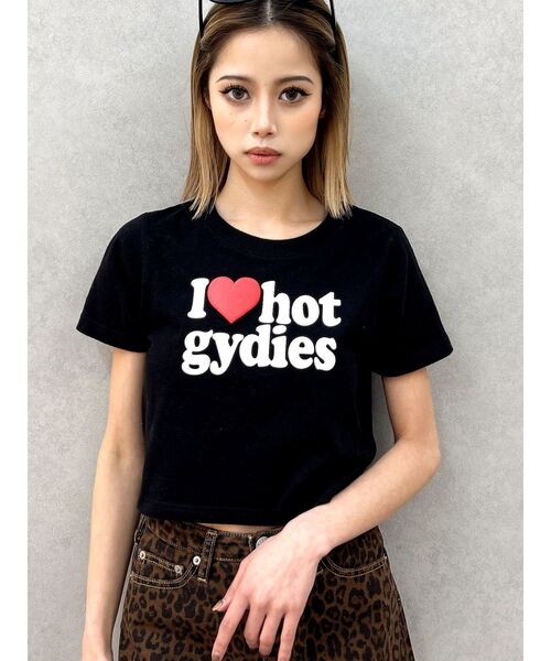 GYDA（ジェイダ）の「hot gydiesショートTシャツ（Tシャツ/カットソー・レディース・ブラック/オフホワイト・FREE）」の3枚目の写真