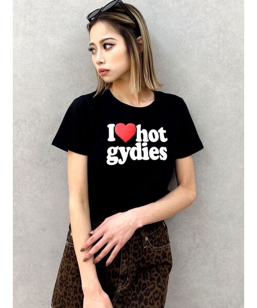 GYDA（ジェイダ）の「hot gydiesショートTシャツ（Tシャツ/カットソー・レディース・ブラック/オフホワイト・FREE）」の5枚目の写真