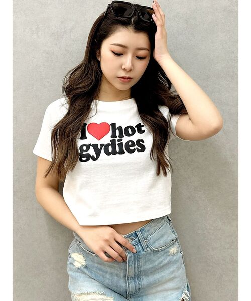 GYDA（ジェイダ）の「hot gydiesショートTシャツ（Tシャツ/カットソー・レディース・ブラック/オフホワイト・FREE）」の10枚目の写真