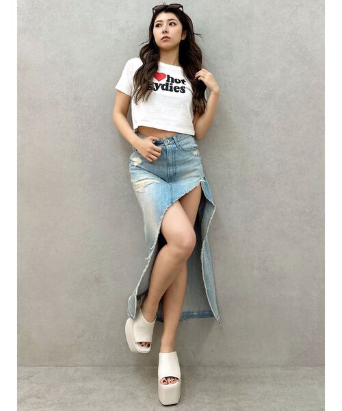 GYDA（ジェイダ）の「hot gydiesショートTシャツ（Tシャツ/カットソー・レディース・ブラック/オフホワイト・FREE）」の12枚目の写真