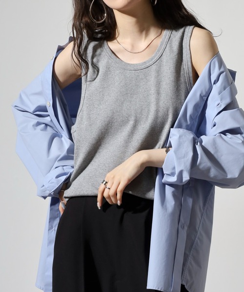 JEMORGAN(ジェーイーモーガン)の「JEMORGAN テレコ タンクトップ(タンクトップ・メンズ・オフホワイト/杢グレー/ブラック・M/L/XL)」の13枚目の写真