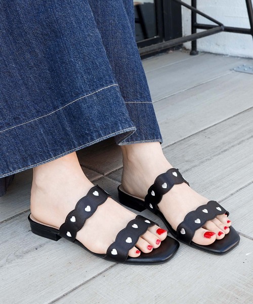 SESTO(セスト)の「ハート刺繍ウェーブストラップミュール(サンダル・レディース・ブラック・S/M/L/LL/3L)」の13枚目の写真