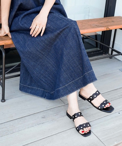 SESTO(セスト)の「ハート刺繍ウェーブストラップミュール(サンダル・レディース・ブラック・S/M/L/LL/3L)」の14枚目の写真