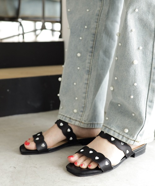 SESTO(セスト)の「ハート刺繍ウェーブストラップミュール(サンダル・レディース・ブラック・S/M/L/LL/3L)」の16枚目の写真