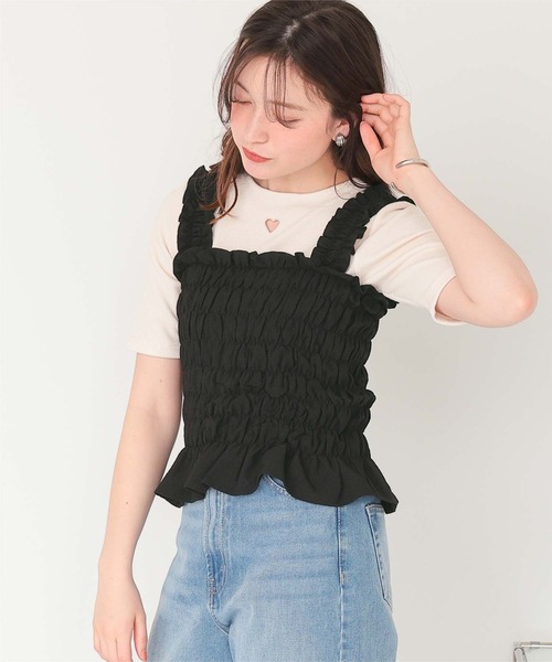 シャーリングギャザートップス（Tシャツ/カットソー）｜titivate