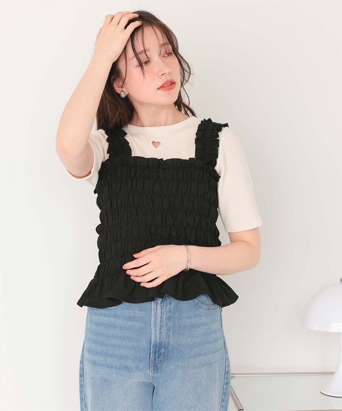 titivate(ティティベイト)の「シャーリングギャザートップス(Tシャツ/カットソー・レディース・ブラック系その他/ブラック/アイボリー/ブラウン・M/L)」の11枚目の写真