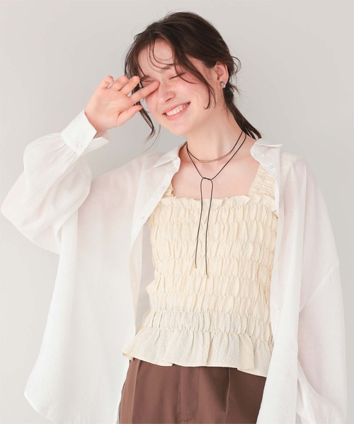titivate（ティティベイト）の「シャーリングギャザートップス（Tシャツ/カットソー・レディース・ブラック系その他/ブラック/アイボリー/ブラウン・M/L）」の6枚目の写真