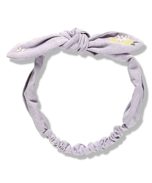 BRANSHES（ブランシェス）の「【おそろい/ベビー】レモン＆フラワー総柄刺しゅうヘアバンド（ヘアバンド・キッズ・オフホワイト/ラベンダー・FREE）」の2枚目の写真