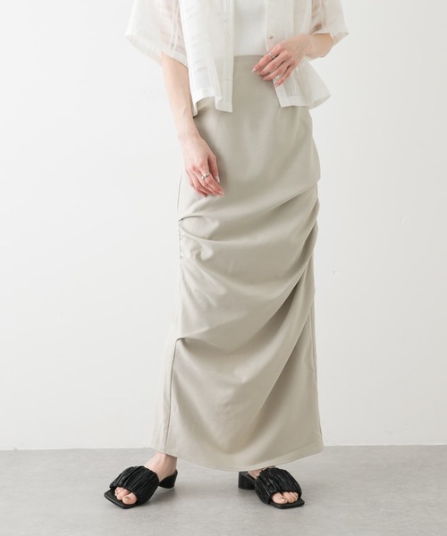 SENSE OF PLACE by URBAN RESEARCH(センスオブプレイスバイアーバンリサーチ)の「ドレープアイラインスカート(スカート・レディース・チャコールグレー/ブラック/ライトベージュ・SMALL/MEDIUM)」の1枚目の写真