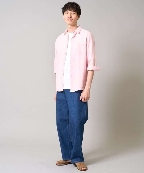 a.v.v（アーヴェヴェ）の「【累計1.3万枚販売/接触冷感/イージーケア】リネン混7分袖シャツ【洗える/ストレッチ/速乾】（シャツ/ブラウス・メンズ・ブルー/ピンク/ライラック/ネイビー・44/46/48/50/52）」の7枚目の写真