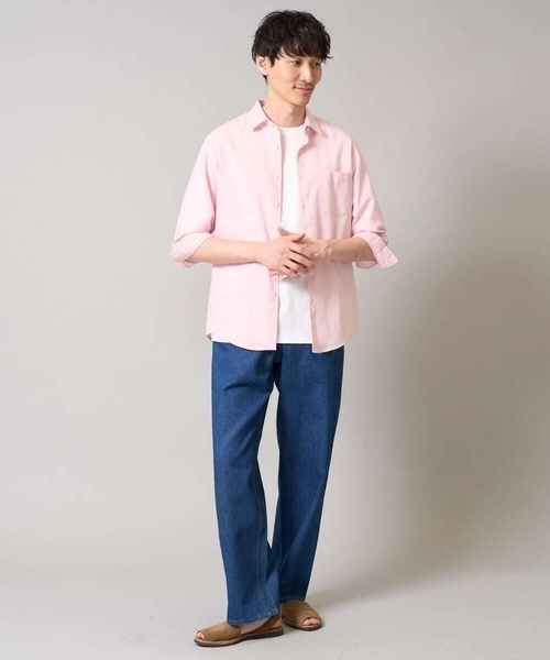 a.v.v（アーヴェヴェ）の「【累計1.3万枚販売/接触冷感/イージーケア】リネン混7分袖シャツ【洗える/ストレッチ/速乾】（シャツ/ブラウス・メンズ・ブルー/ピンク/ライラック/ネイビー・44/46/48/50/52）」の8枚目の写真