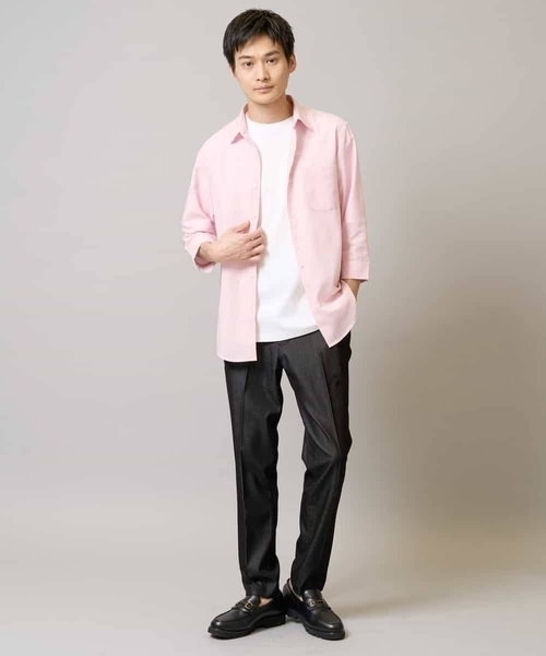 a.v.v（アーヴェヴェ）の「【累計1.3万枚販売/接触冷感/イージーケア】リネン混7分袖シャツ【洗える/ストレッチ/速乾】（シャツ/ブラウス・メンズ・ブルー/ピンク/ライラック/ネイビー・44/46/48/50/52）」の10枚目の写真