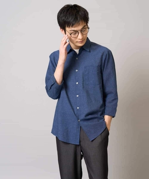 a.v.v（アーヴェヴェ）の「【累計1.3万枚販売/接触冷感/イージーケア】リネン混7分袖シャツ【洗える/ストレッチ/速乾】（シャツ/ブラウス・メンズ・ブルー/ピンク/ライラック/ネイビー・44/46/48/50/52）」の20枚目の写真